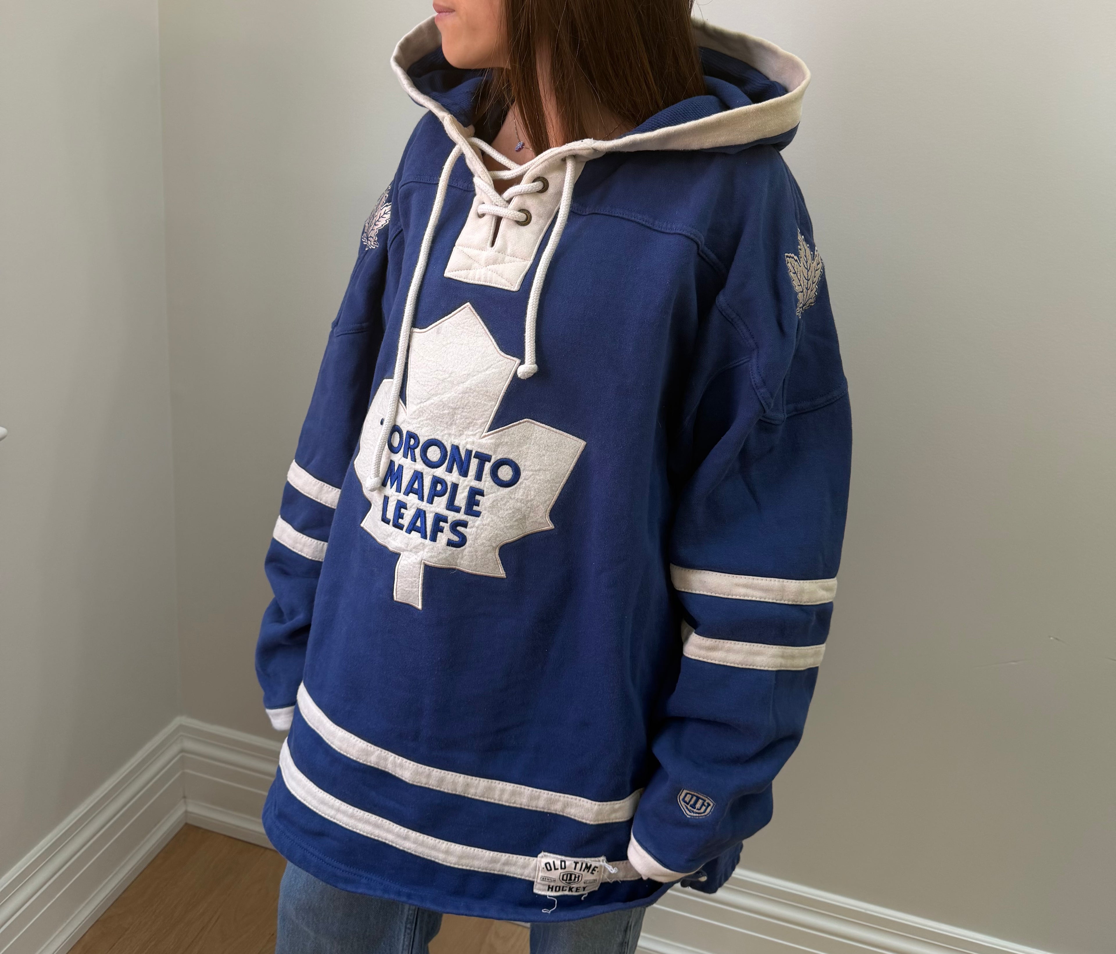 Vintage Toronto Maple Leafs Old Time Hockey Lace-Up Hoodie